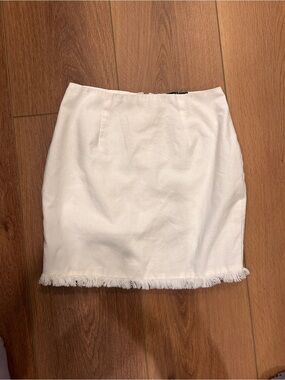 White Fringe Hem Mini Skirt NWOT